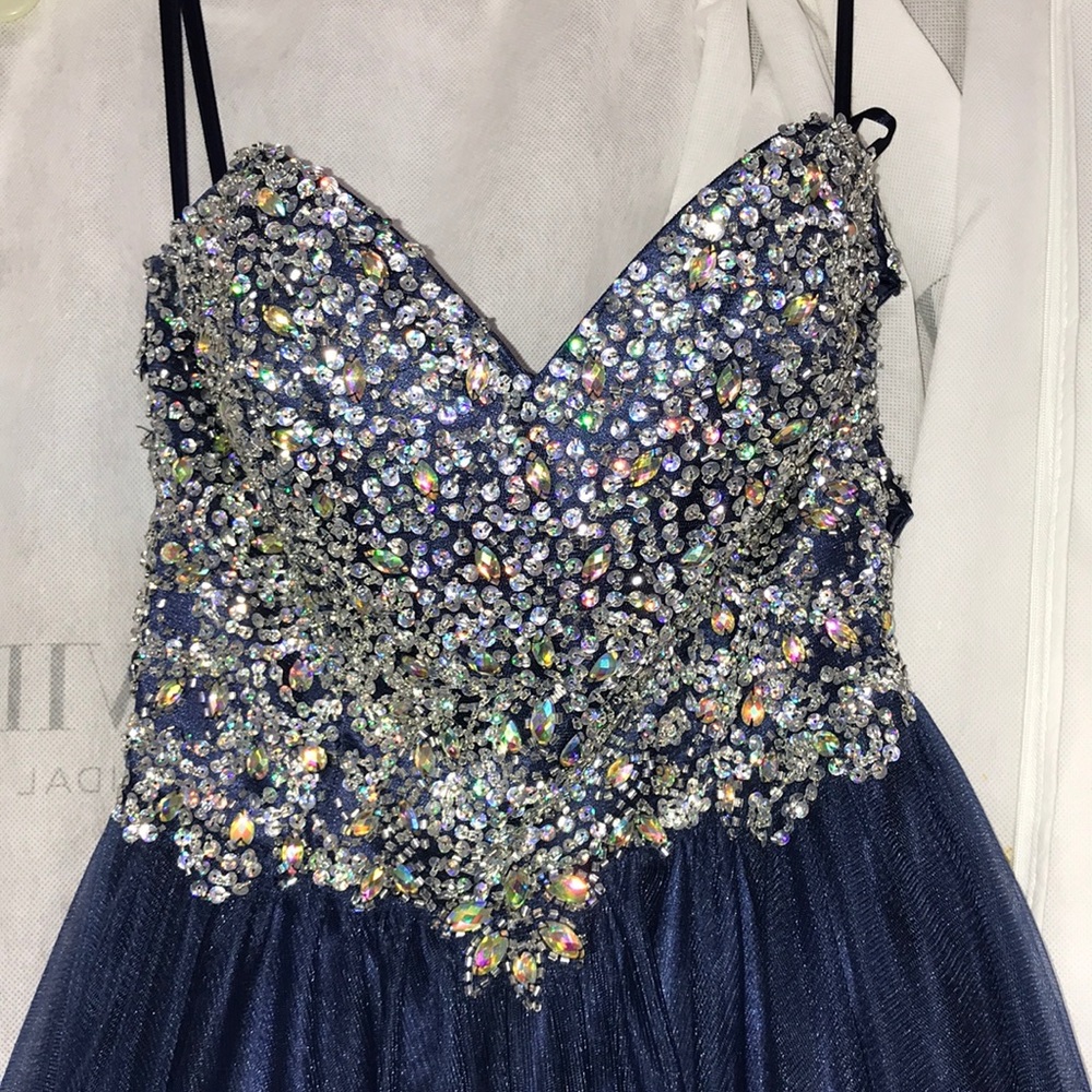 Strapless navy blue prom dress worn once
